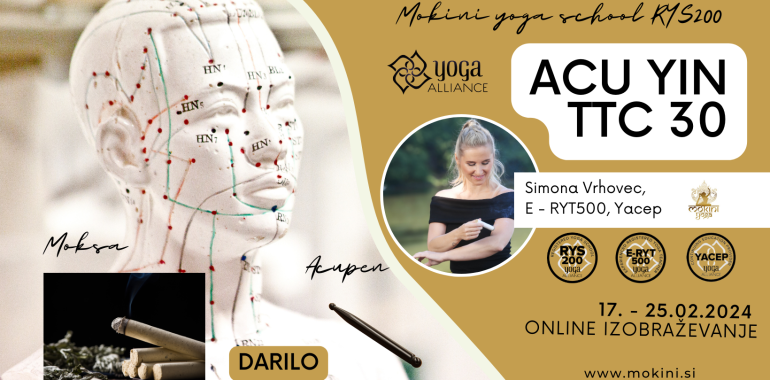 Acu yin joga učiteljski tečaj z Yoga Alliance certifikatom