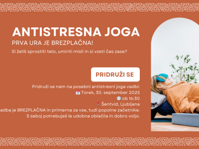 Vabilo na BREZPLAČNO URO ANTISTRESNE JOGE! 