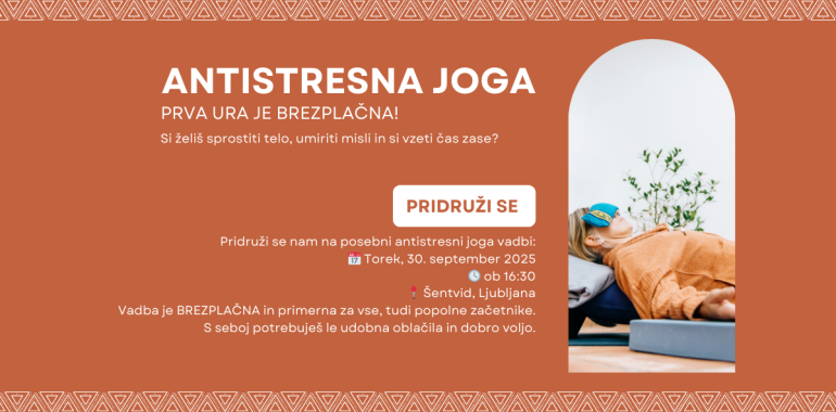 Vabilo na BREZPLAČNO URO ANTISTRESNE JOGE! 