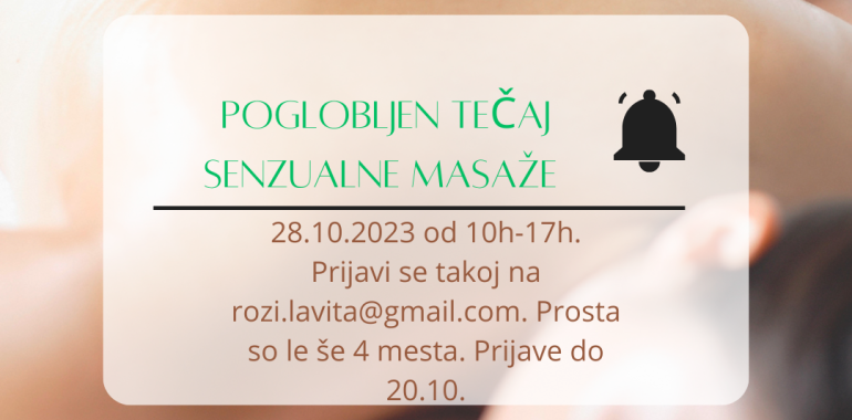 Poglobljen tečaj senzualne masaže - poglobite senzualnost