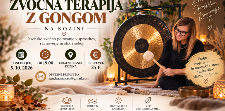 Zvočna terapija z gongom na Kozini