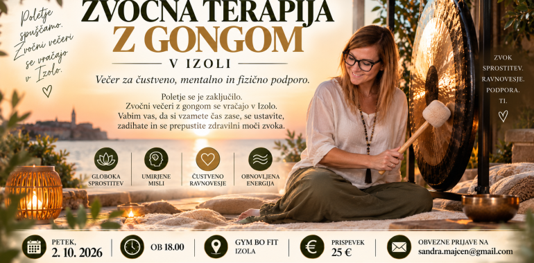 Zvočna terapija z gongom v Izoli