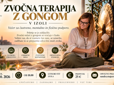 Zvočna terapija z gongom v Izoli