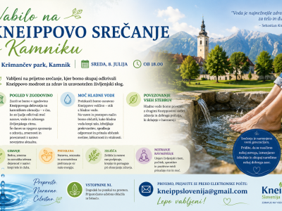 Brezplačno Kneippovo srečanje 8. julija v Kamniku ob 18h