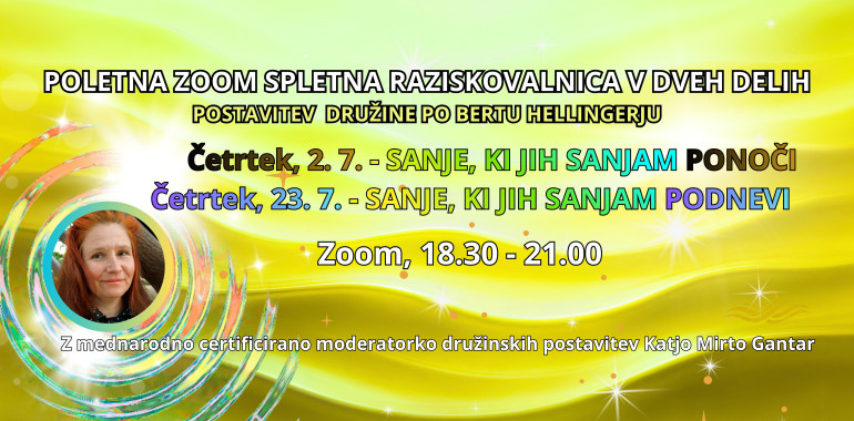 Zoom-delavnica postavitev družine: SANJE, KI JIH SANJAM PODNEVI