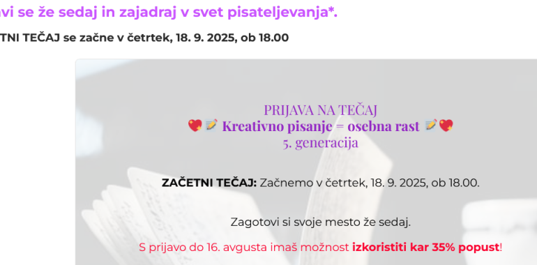 Kreativno pisanje = osebna rast