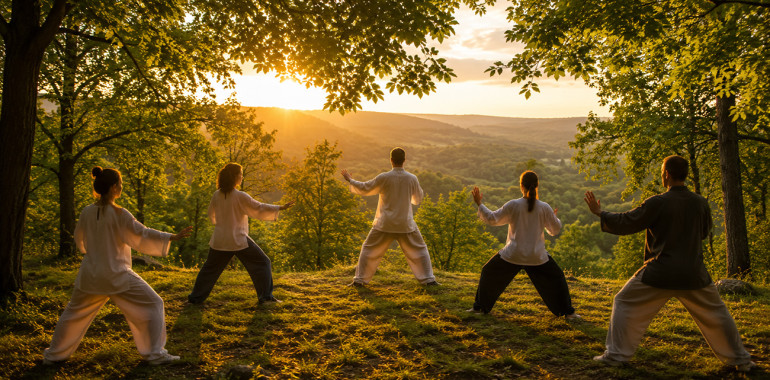 Poletni Qigong v naravi v gozdu