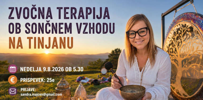 Zvočna terapija z gongom ob sončnem vzhodu na Tinjanu