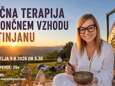 Zvočna terapija z gongom ob sončnem vzhodu na Tinjanu