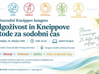 Mendarodni Kneippov kongres letos v spletni izvedbi brezplačno
